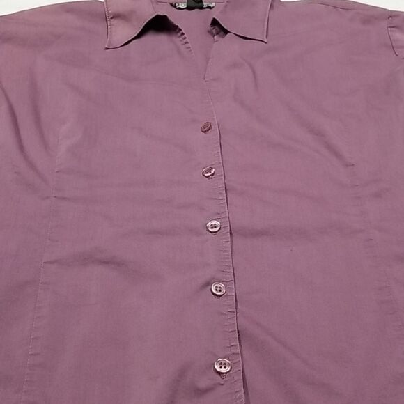 🎁5/$25 Optionelle Blouse Women's XL Front Button Up Mauve 3/4 Sleeve Collared - Picture 2 of 6